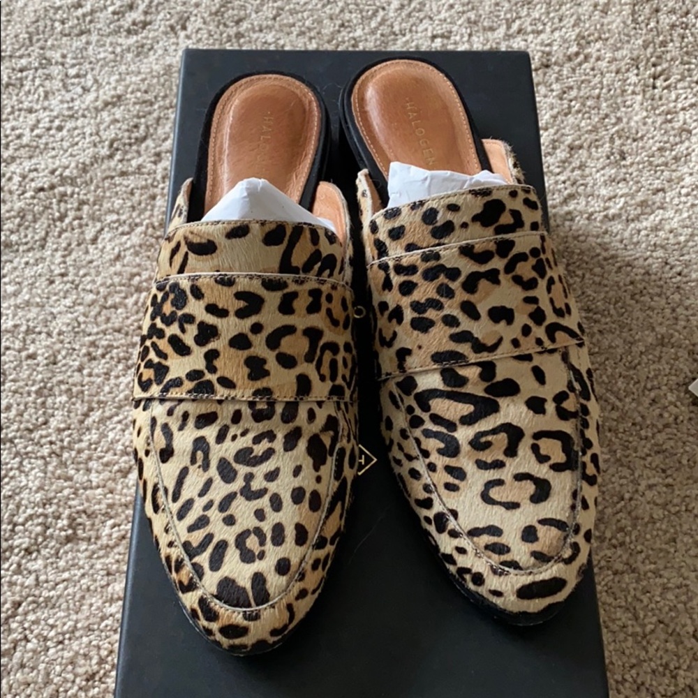 Halogen Violet Leopard Genuine Calf Hair Mule